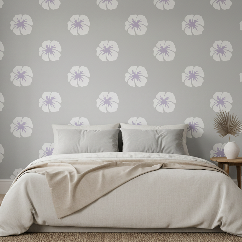 Hibiscus Head Floral Flower Stencil