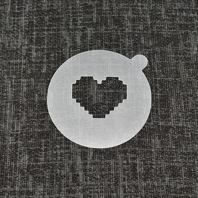 8-bit Love Heart - Reusable Coffee Stencil