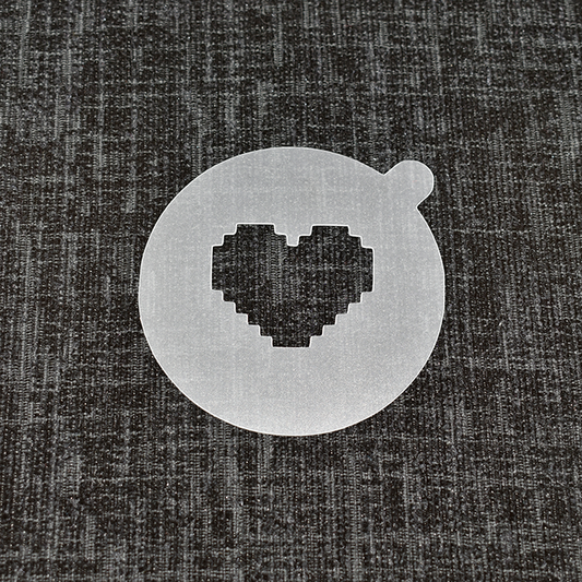 8-bit Love Heart - Reusable Coffee Stencil