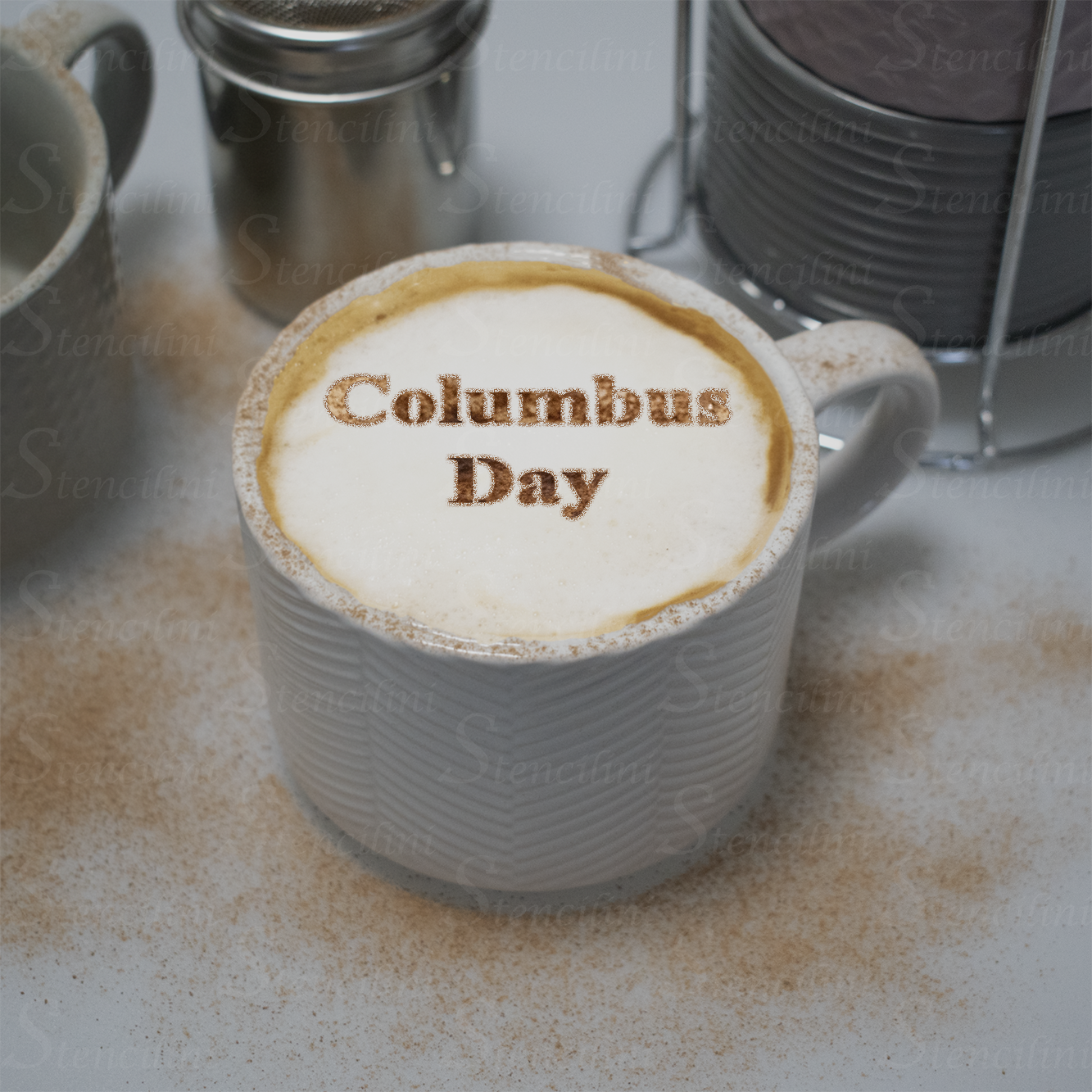 Columbus Day - Reusable Coffee Stencil