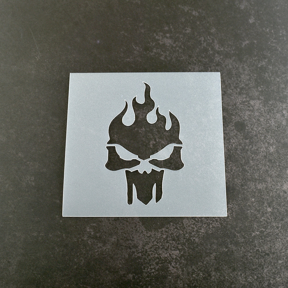 Flaming Skull Stencil