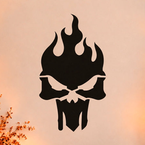 Flaming Skull Stencil