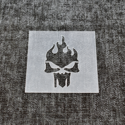 Flaming Skull Stencil