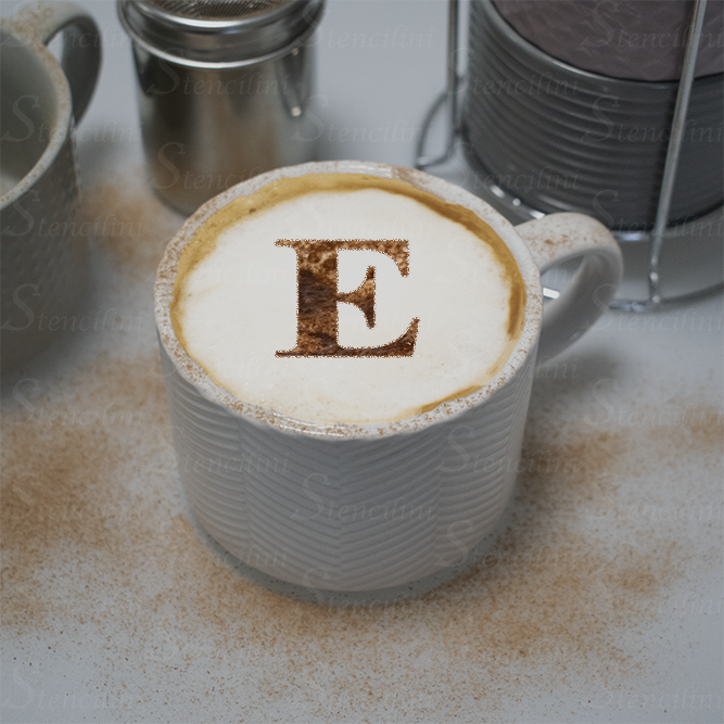 Letter E - Reusable Coffee Stencil