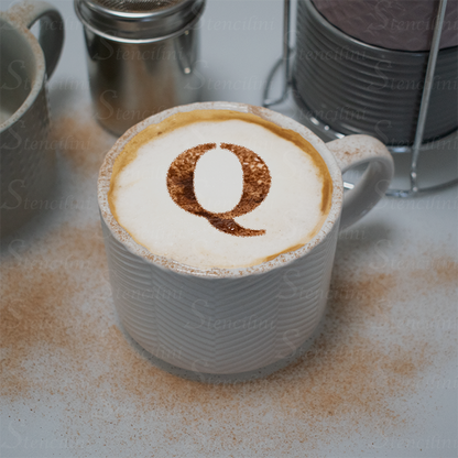 Letter Q - Reusable Coffee Stencil