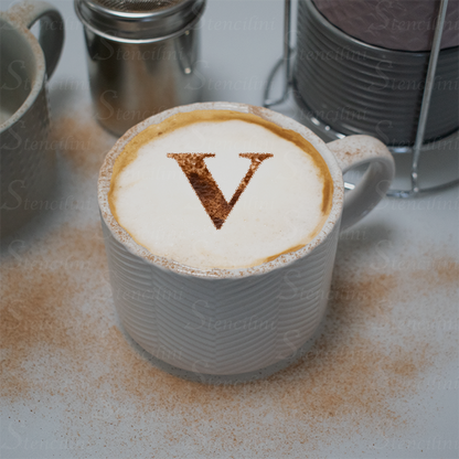 Letter V - Reusable Coffee Stencil