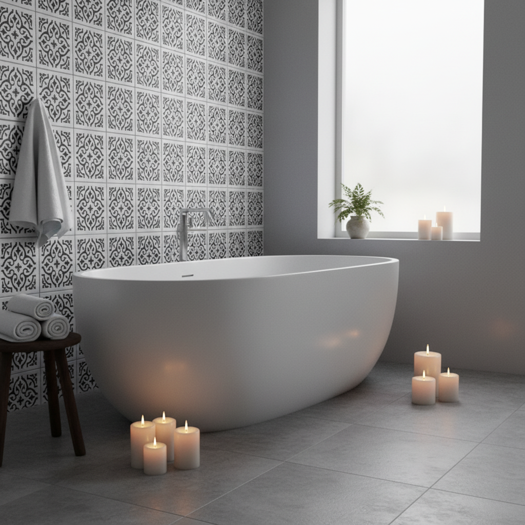 Tile Stencil - Design 01 - Bathroom Wall