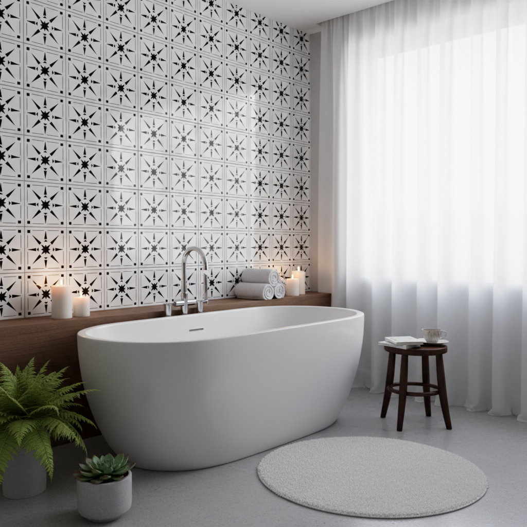 Tile Stencil - Design 06 - Bathroom Floor