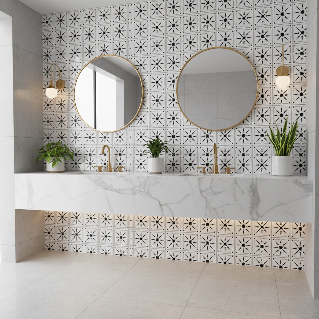 Tile Stencil - Design 06 - Bathroom Sink