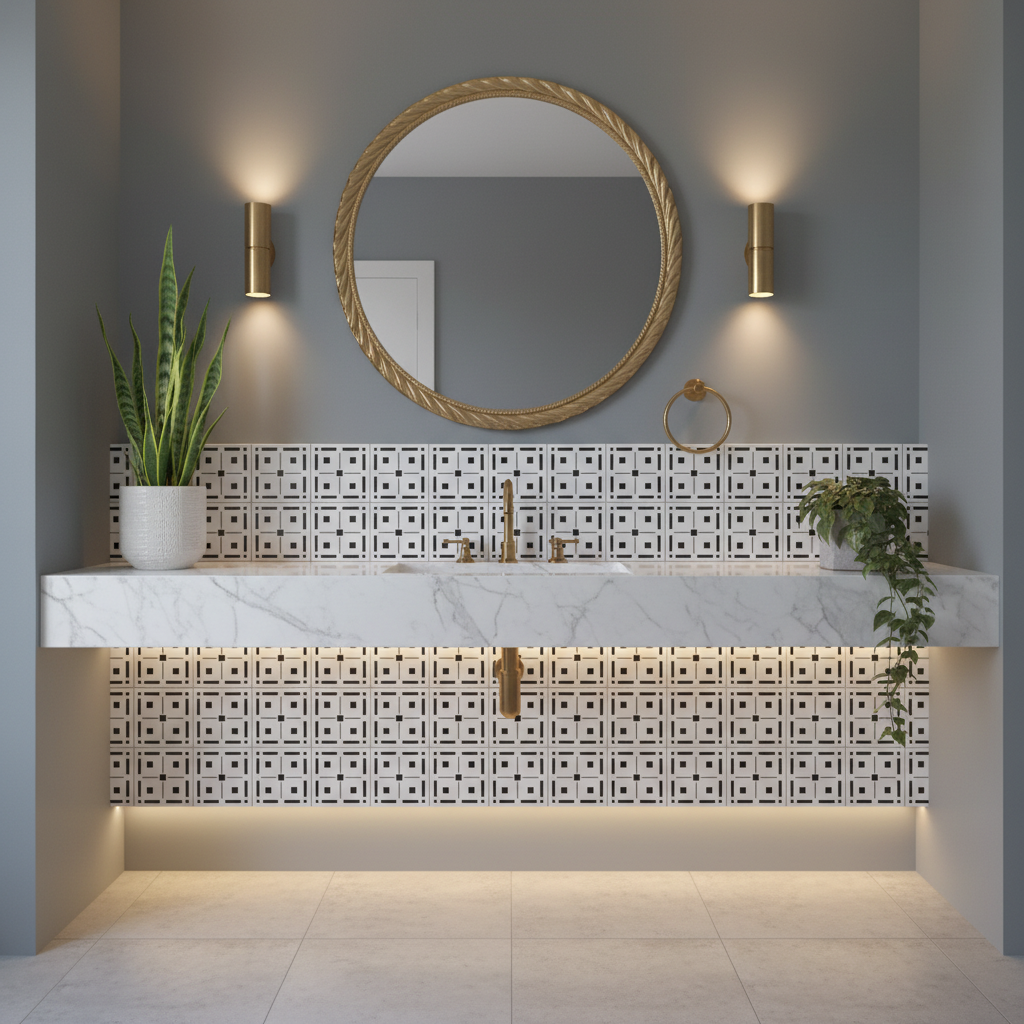 Tile Stencil - Design 09 - Bathroom Sink