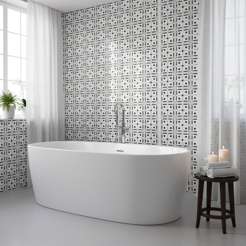 Tile Stencil - Design 09 - Bathroom Wall