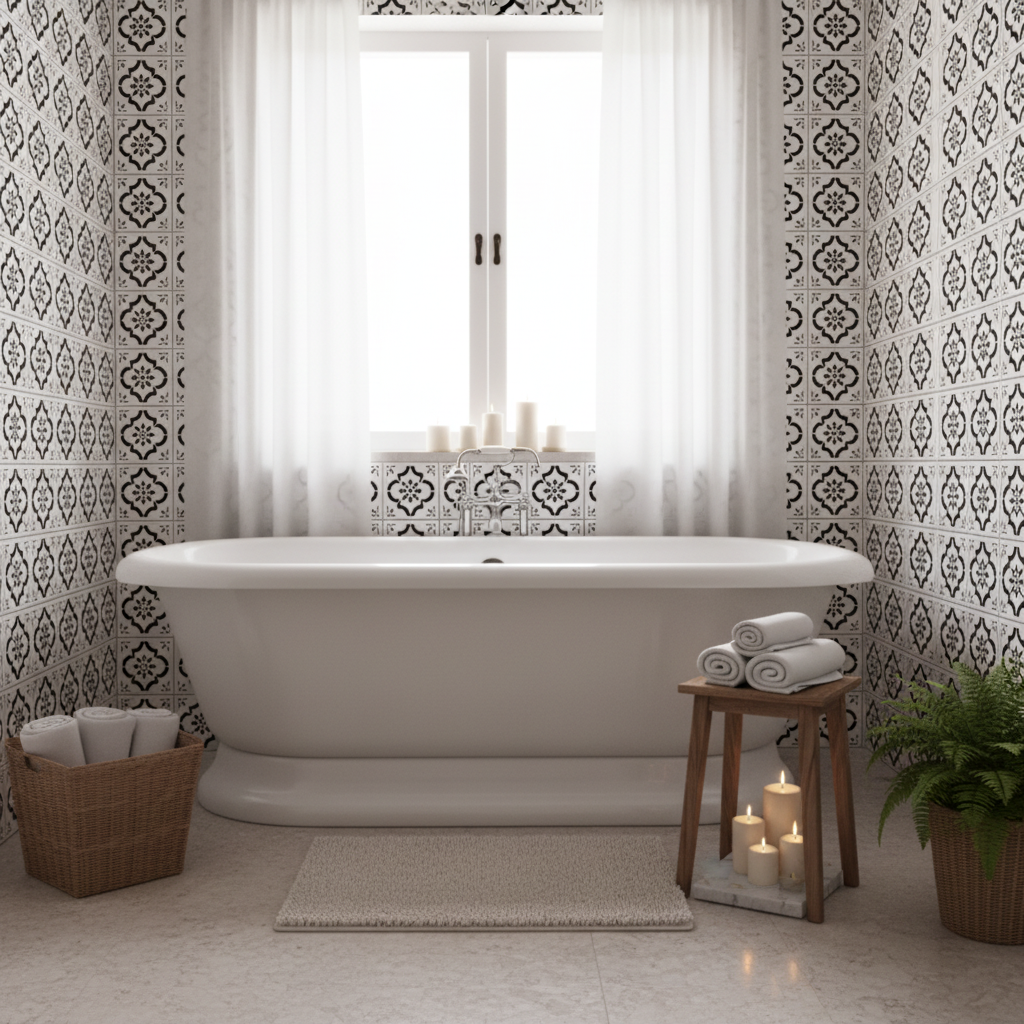 Tile Stencil - Design 10 - Bathroom Wall