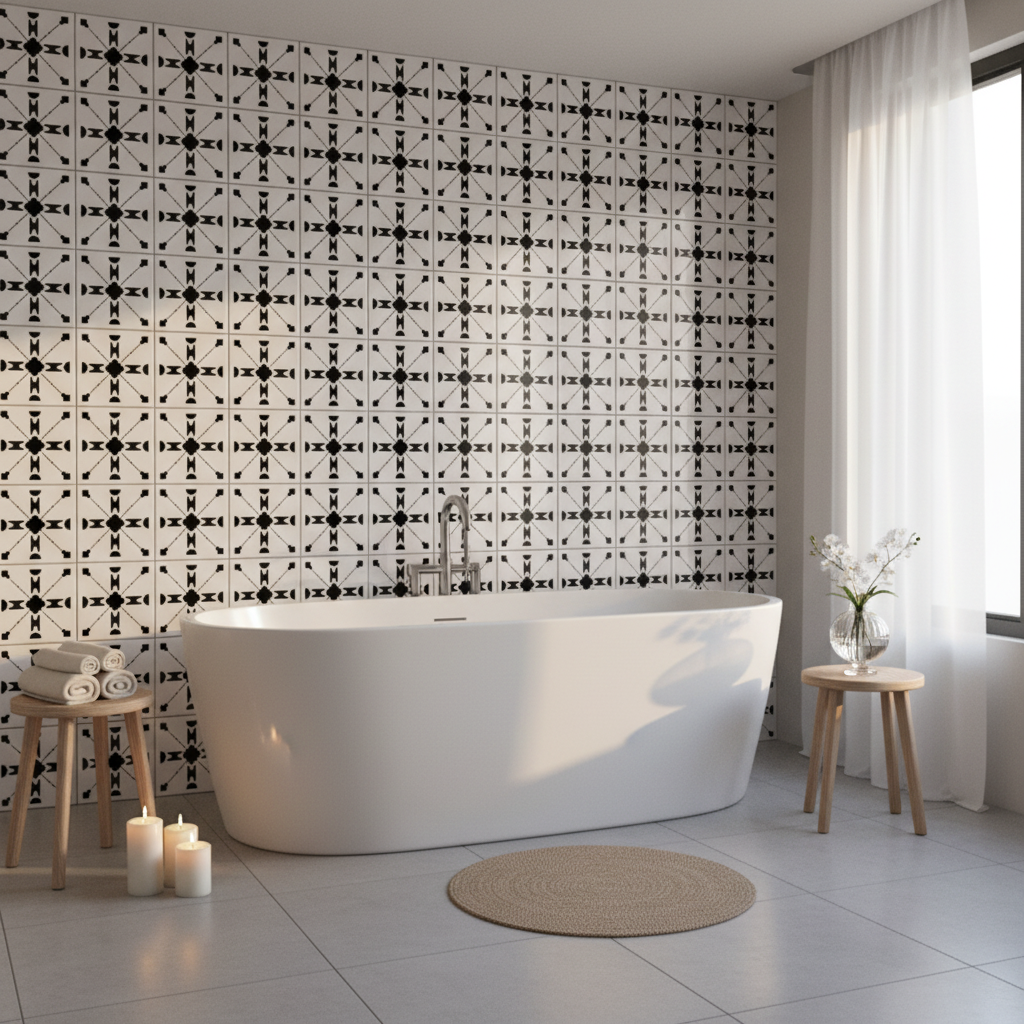 Tile Stencil - Design 11 - Bathroom Wall