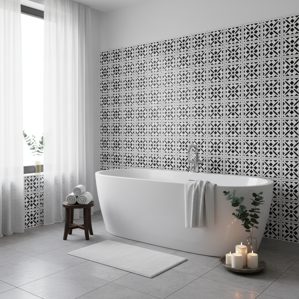 Tile Stencil - Design 13 - Bathroom Wall