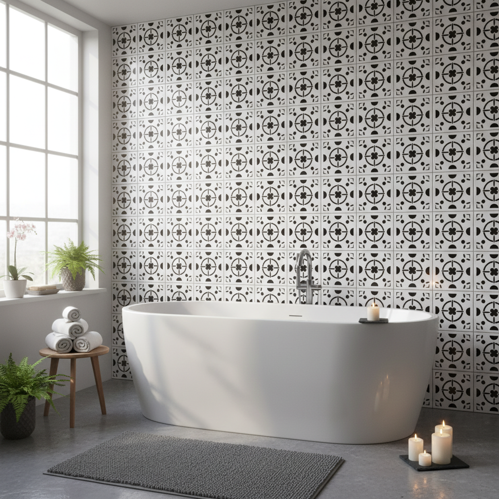 Tile Stencil - Design 14 - Bathroom Wall