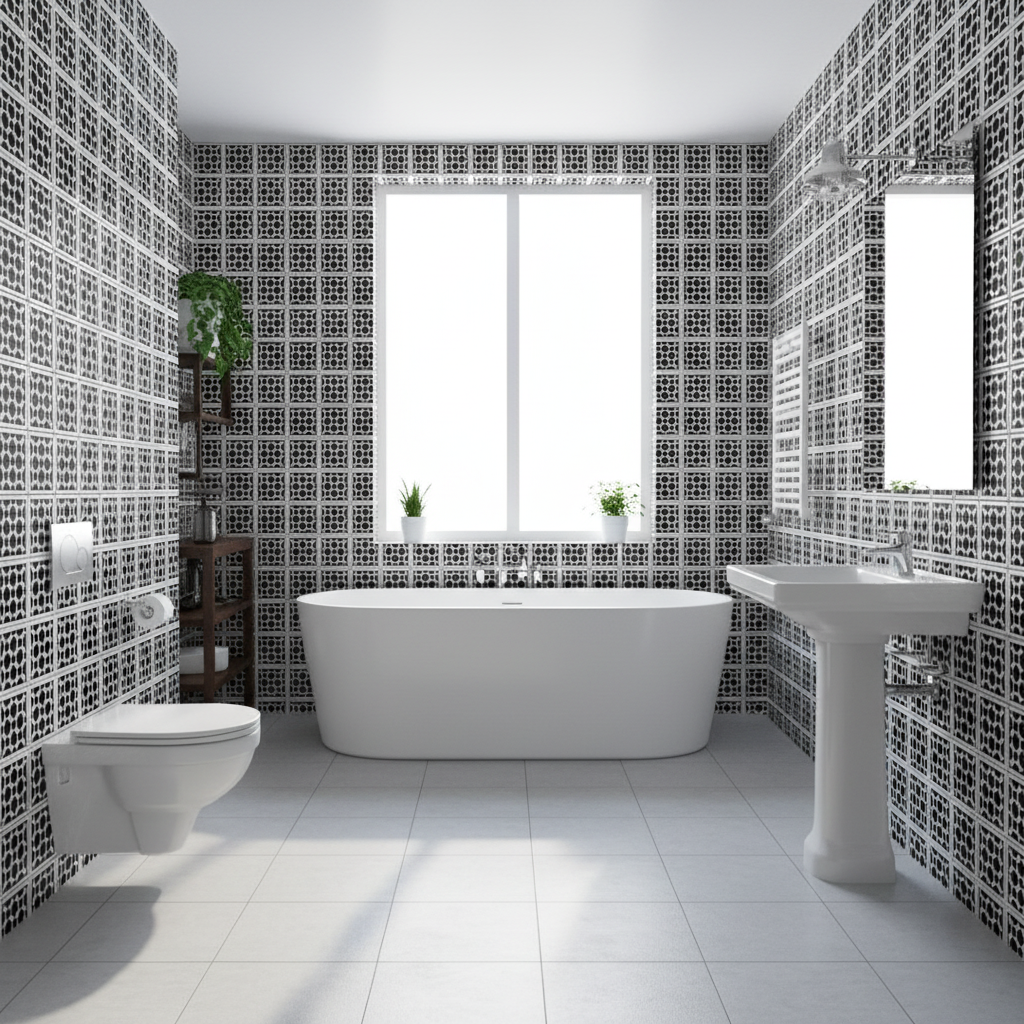 Tile Stencil - Design 15 - Bathroom Wall