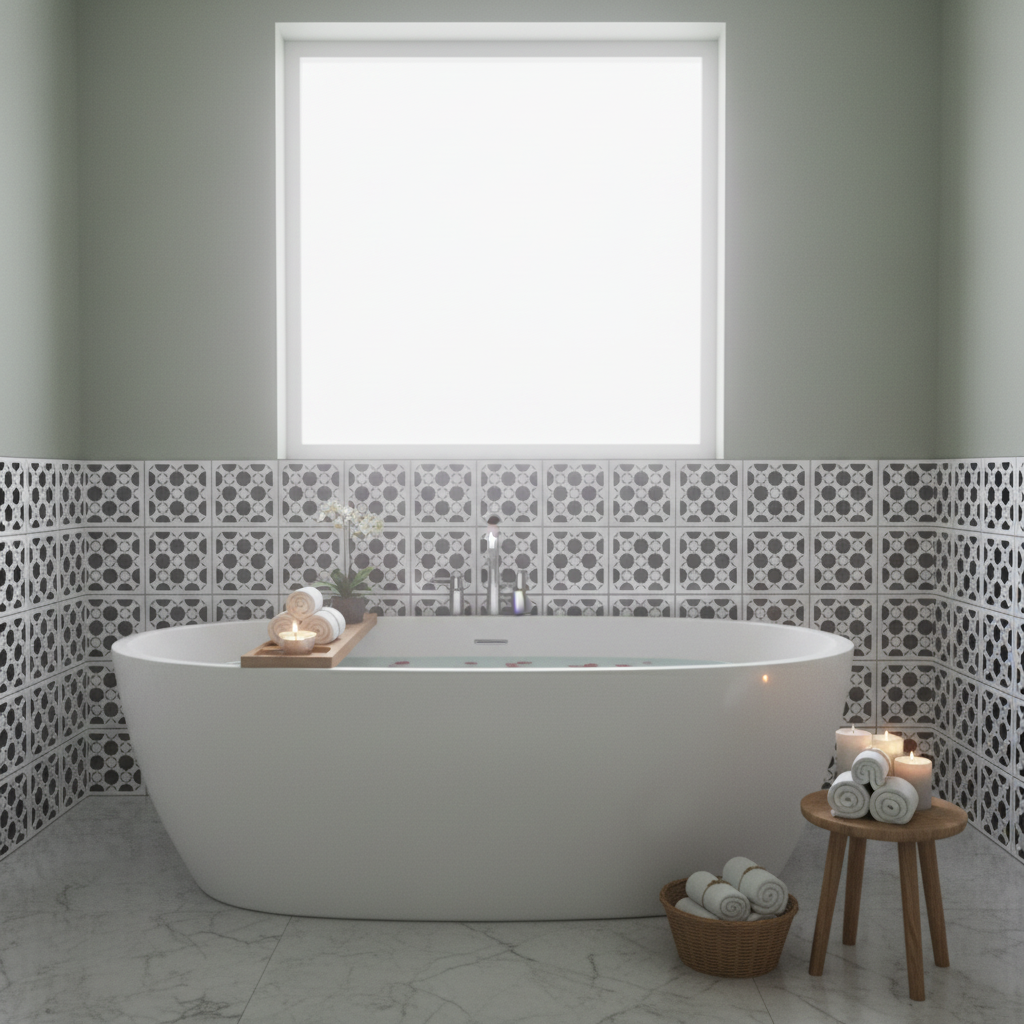 Tile Stencil - Design 16 - Bathroom Wall