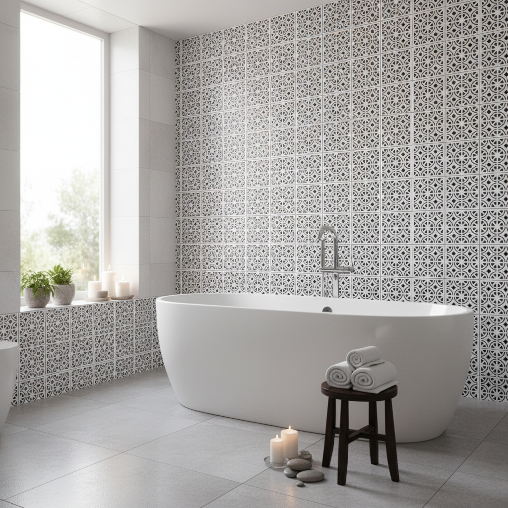 Tile Stencil - Design 17 - Bathroom Wall