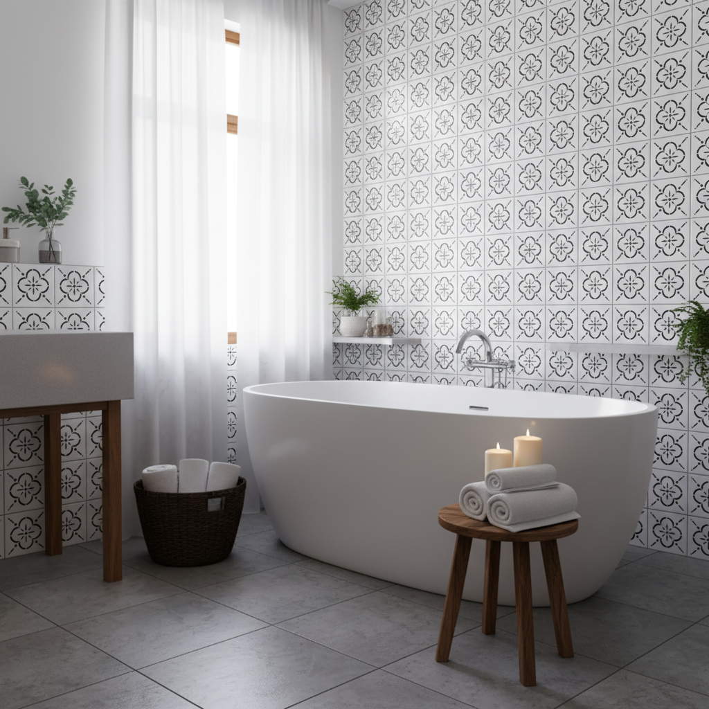 Tile Stencil - Design 18 - Bathroom Wall
