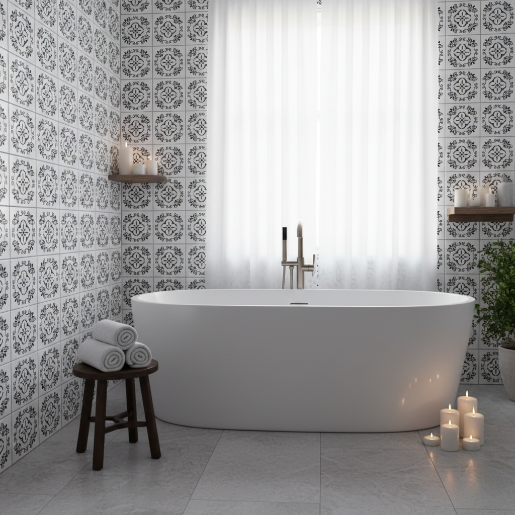 Tile Stencil - Design 19 - Bathroom Wall