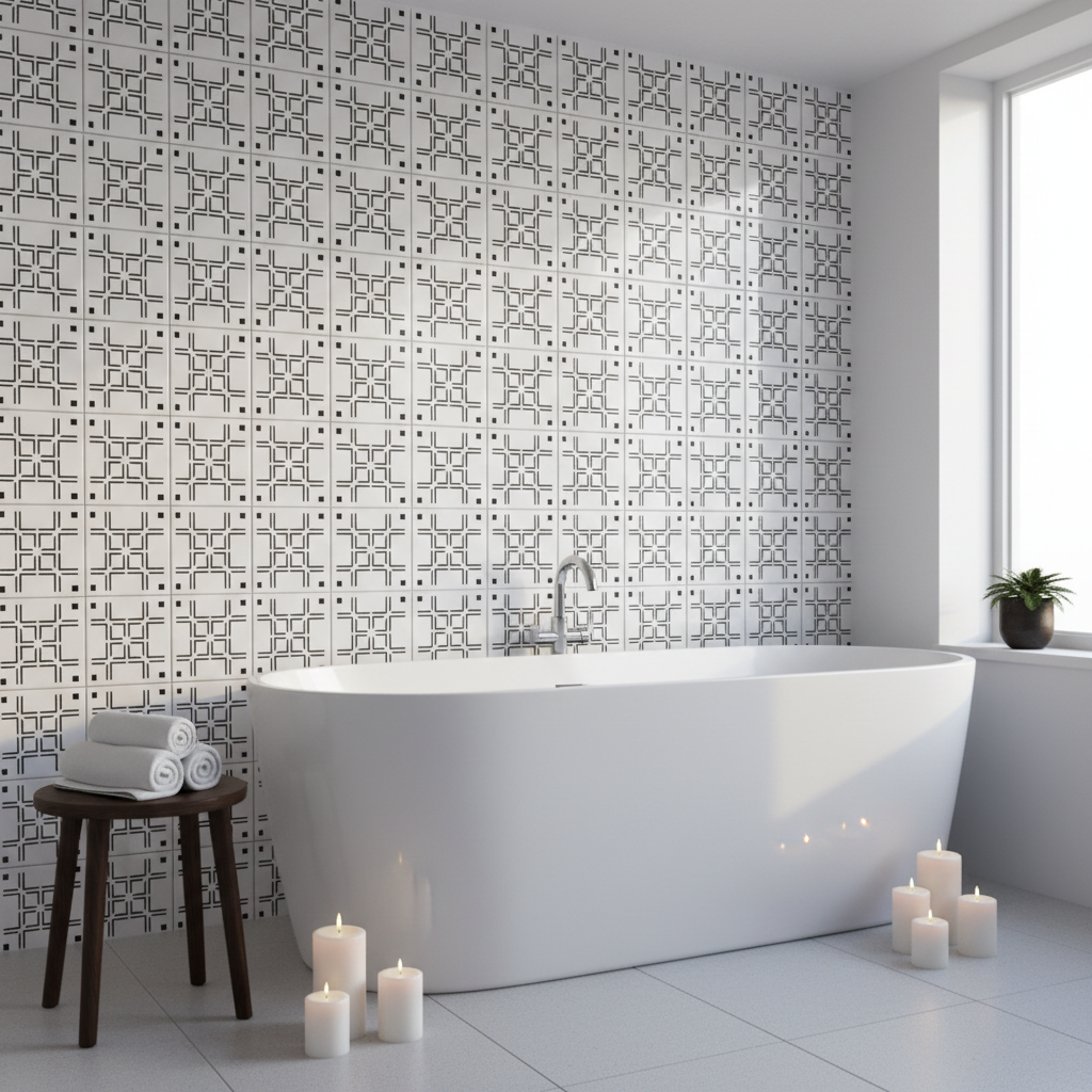 Tile Stencil - Design 20 - Bathroom Wall
