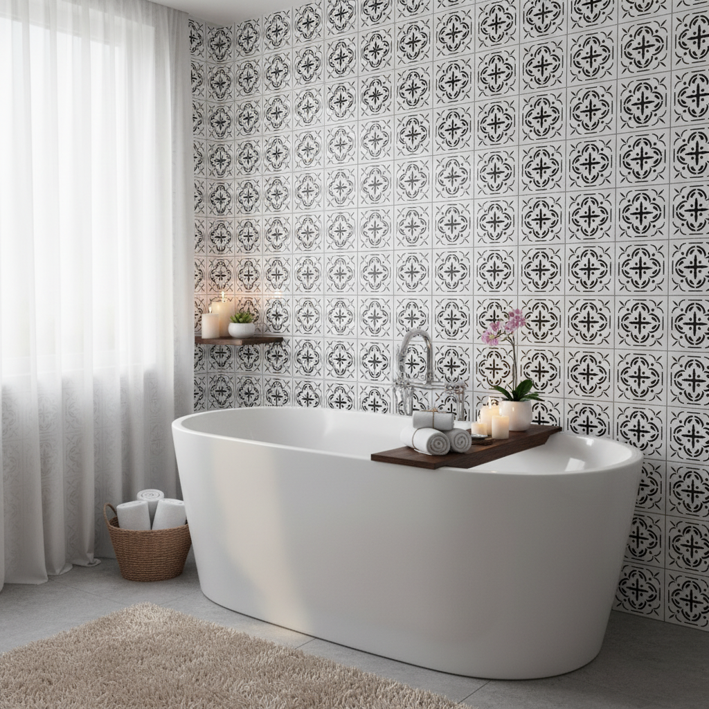 Tile Stencil - Design 21 - Bathroom Wall