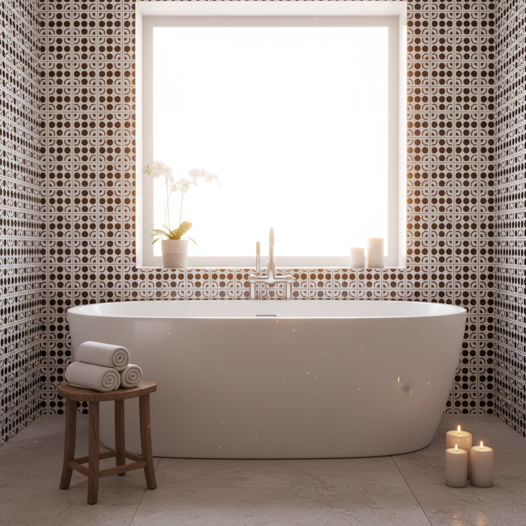 Tile Stencil - Design 24 - Bathroom Wall