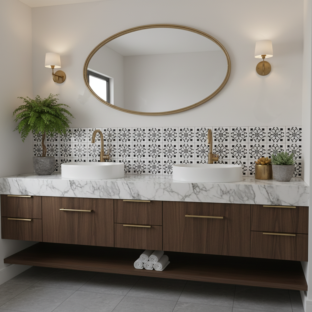 Tile Stencil - Design 31 - Bathroom Sink