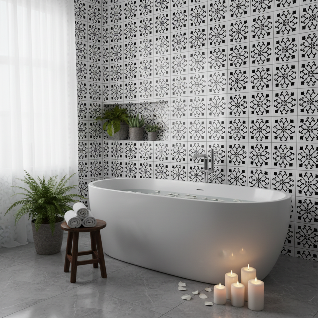 Tile Stencil - Design 31 - Bathroom Wall
