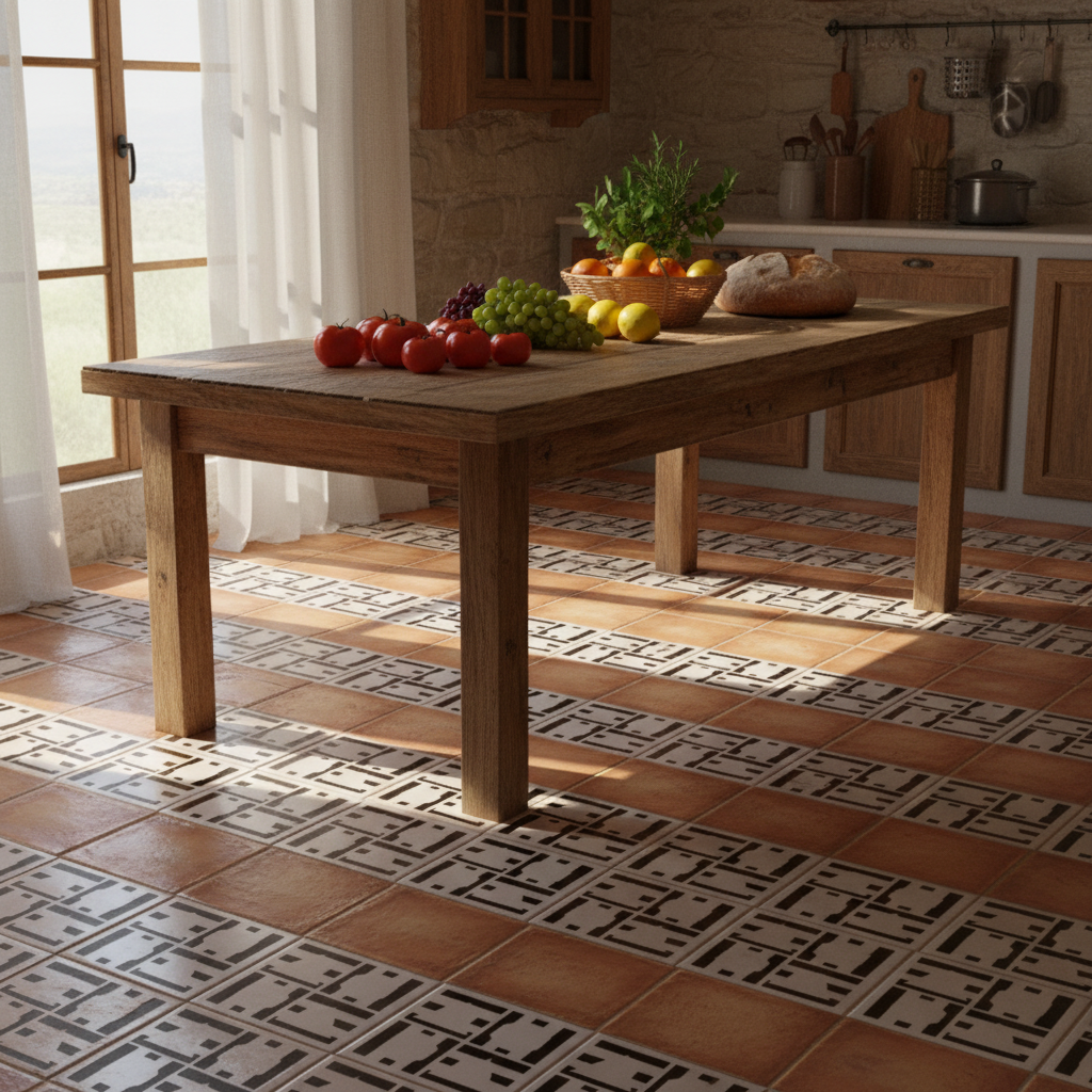 Tile Stencil - Design 32 - Kitchen Floor