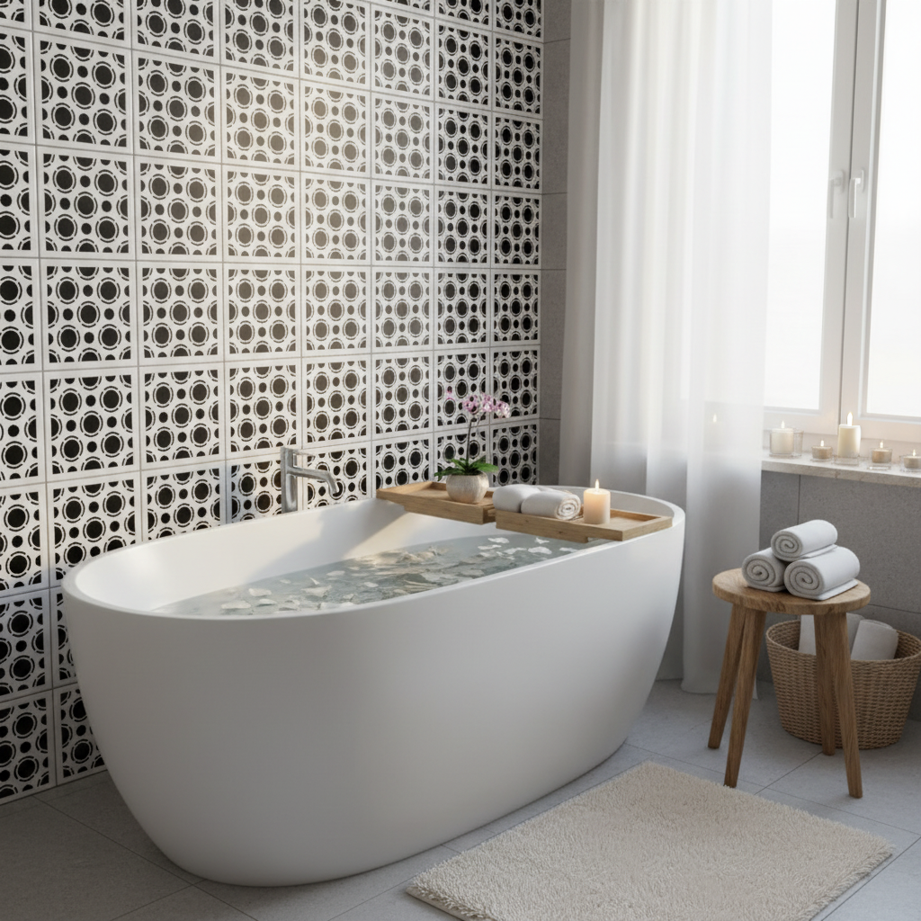 Tile Stencil - Design 35 - Bathroom Wall