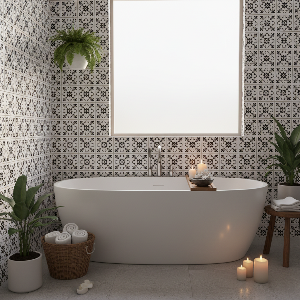 Tile Stencil - Design 36 - Bathroom Wall