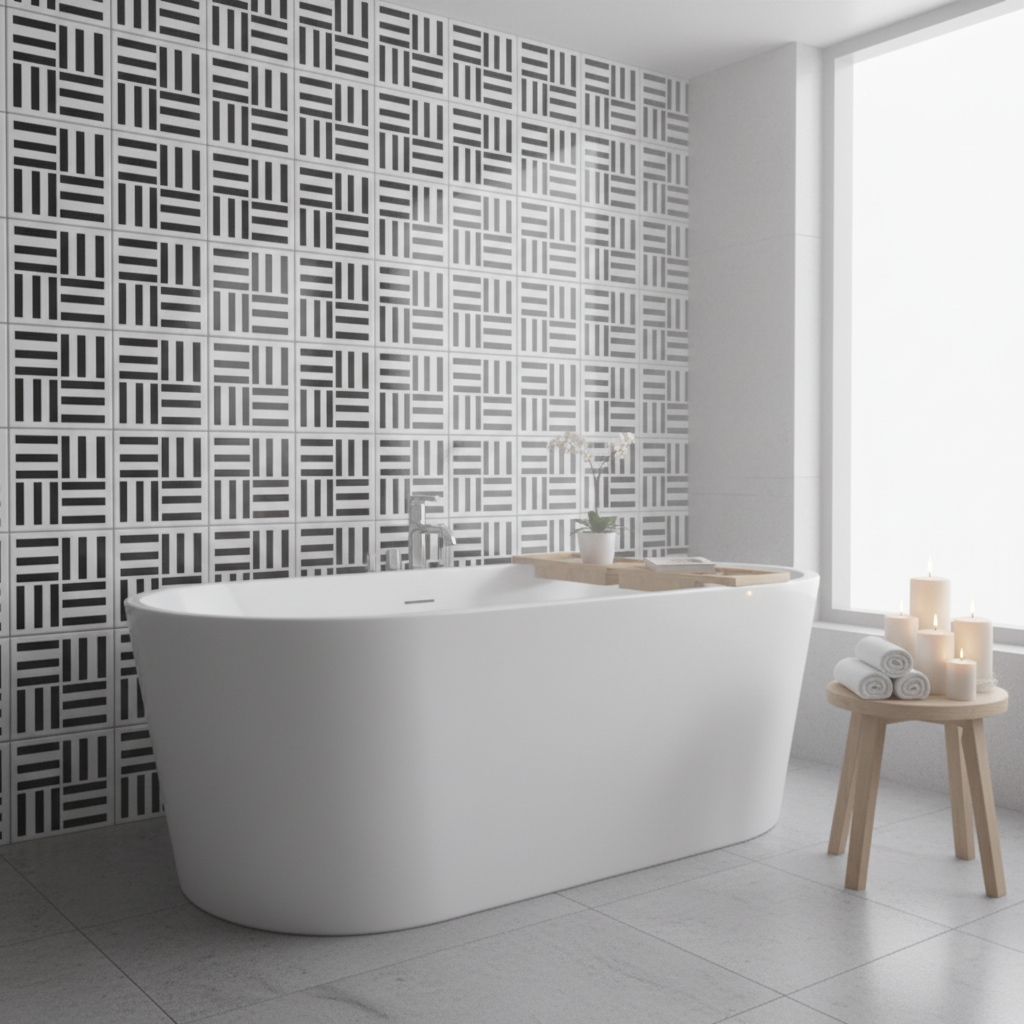 Tile Stencil - Design 38 - Bathroom Wall