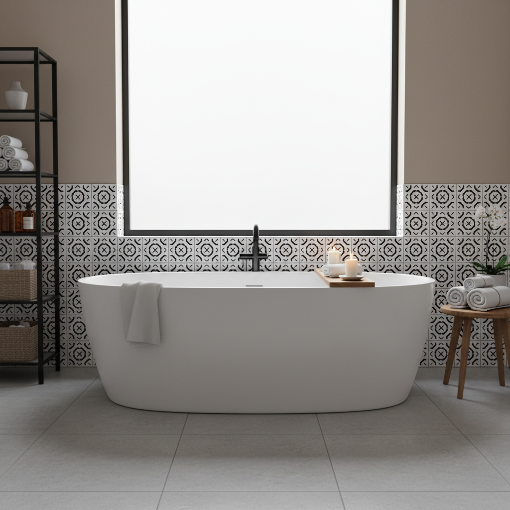 Tile Stencil - Design 41 - Bathroom Wall
