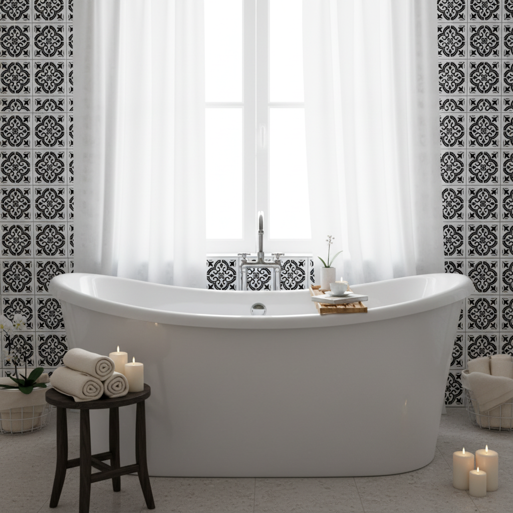 Tile Stencil - Design 43 - Bathroom Wall