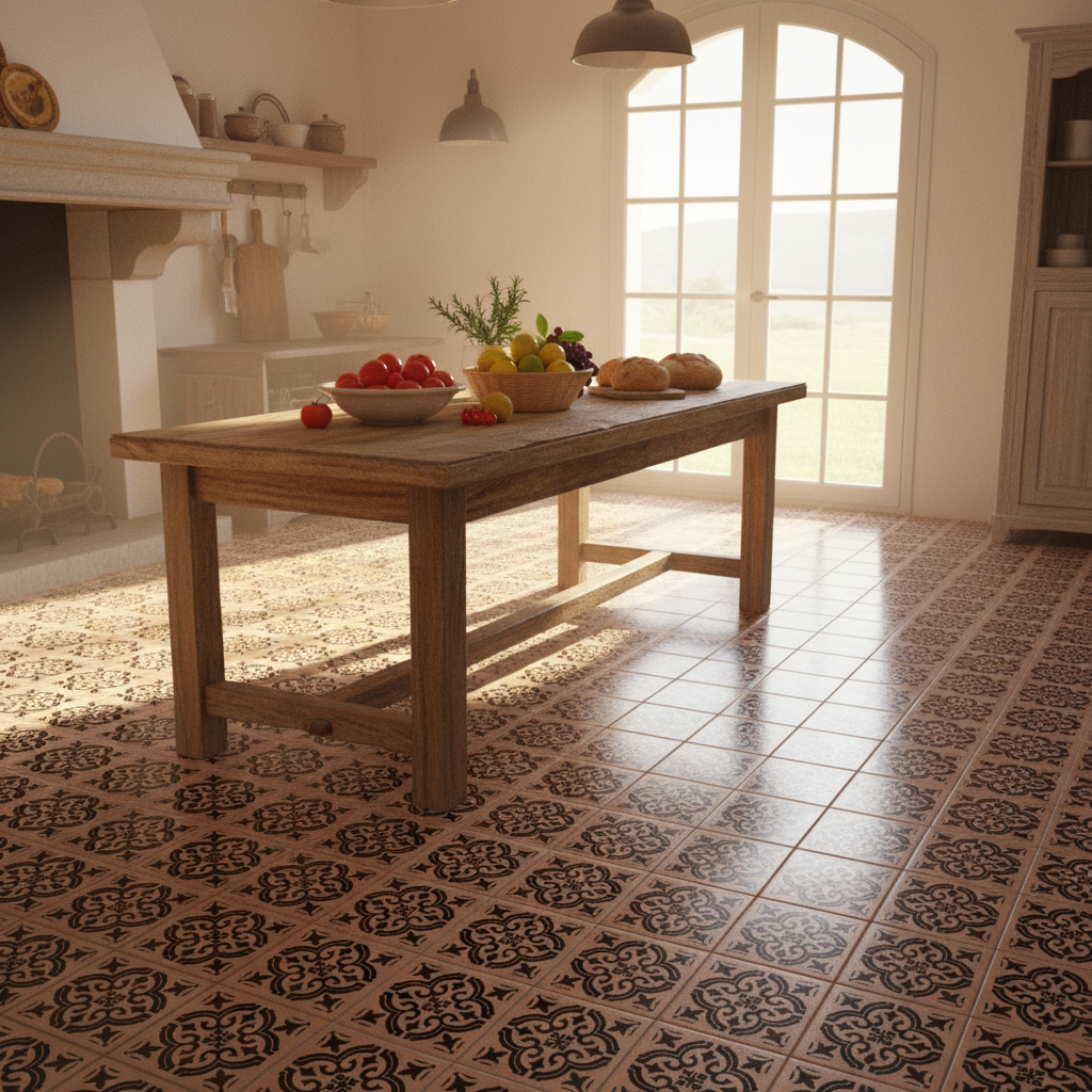 Tile Stencil - Design 43 - Kitchen Floor