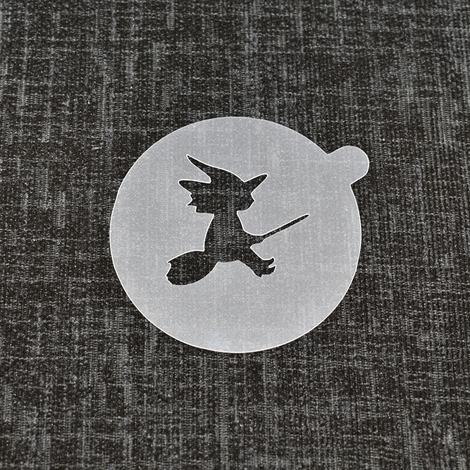 Witch on Broomstick - Reusable Coffee Stencil