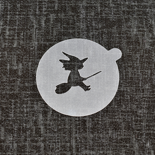 Witch on Broomstick - Reusable Coffee Stencil