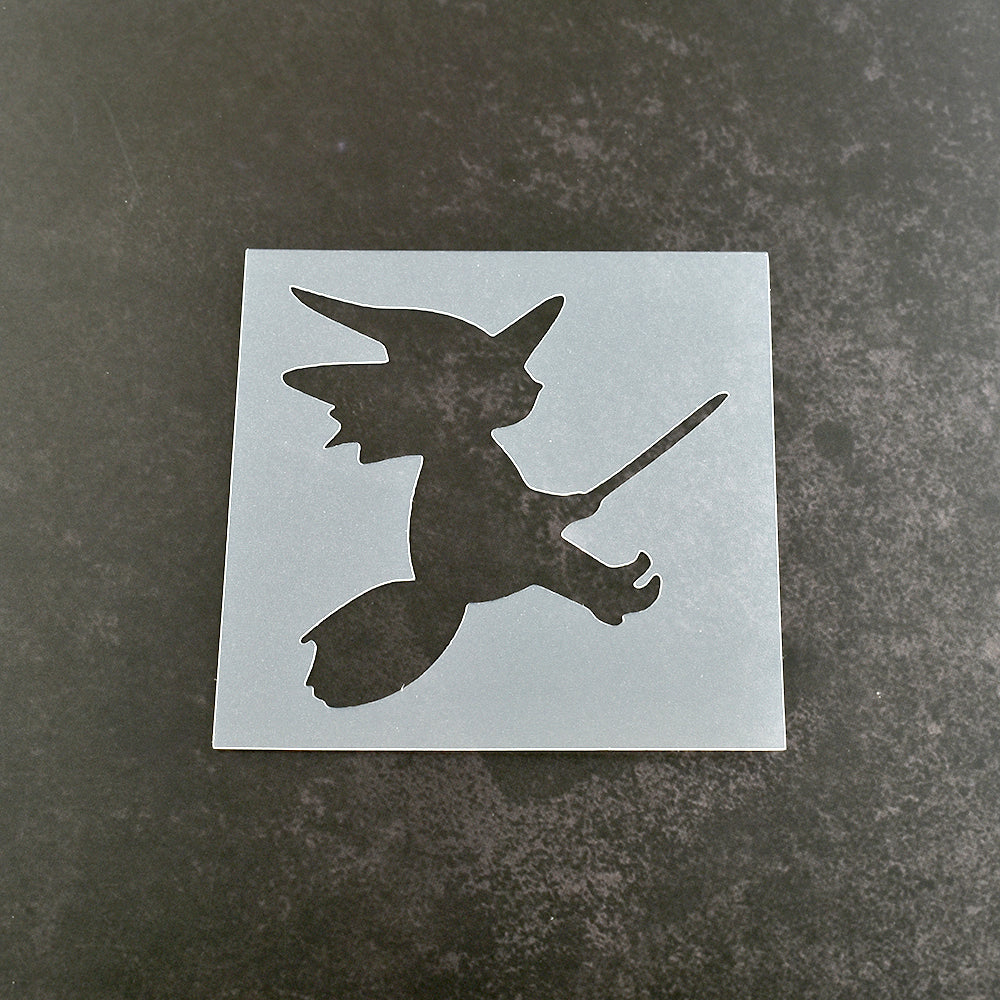 Witch on Broomstick Stencil
