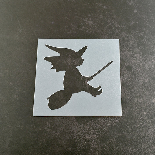 Witch on Broomstick Stencil