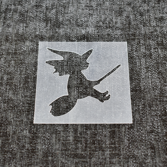 Witch on Broomstick - Reusable Halloween Stencil