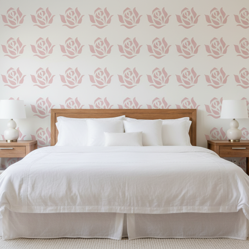 Rose Head Floral Stencil