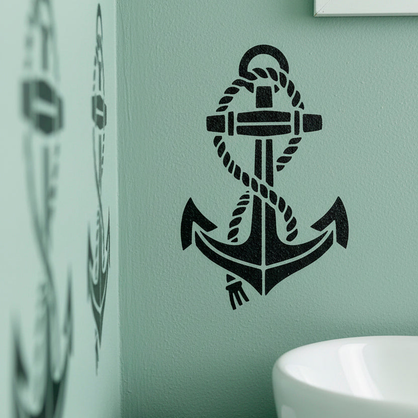 Anchor with Rope Stencil