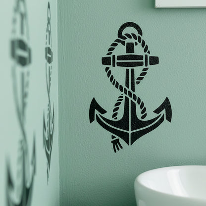 Anchor with Rope Stencil