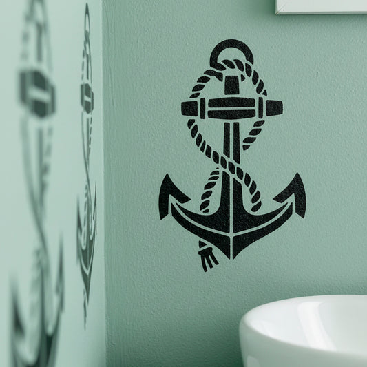 Anchor with Rope Stencil