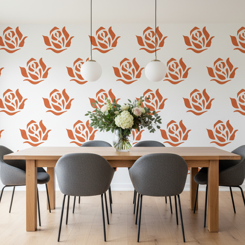 Rose Head Floral Stencil