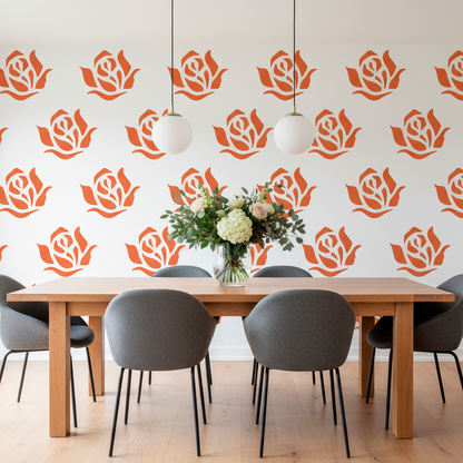 Rose Head Floral Stencil
