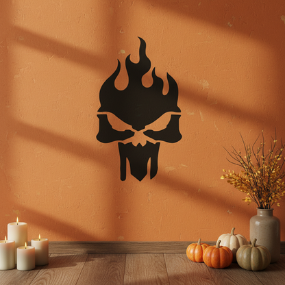 Flaming Skull Stencil