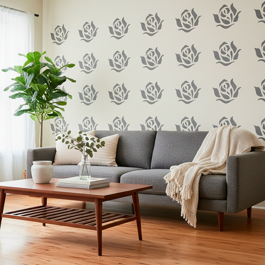 Rose Head Floral Stencil