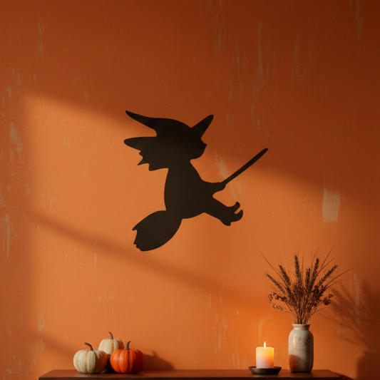 Witch on Broomstick Stencil